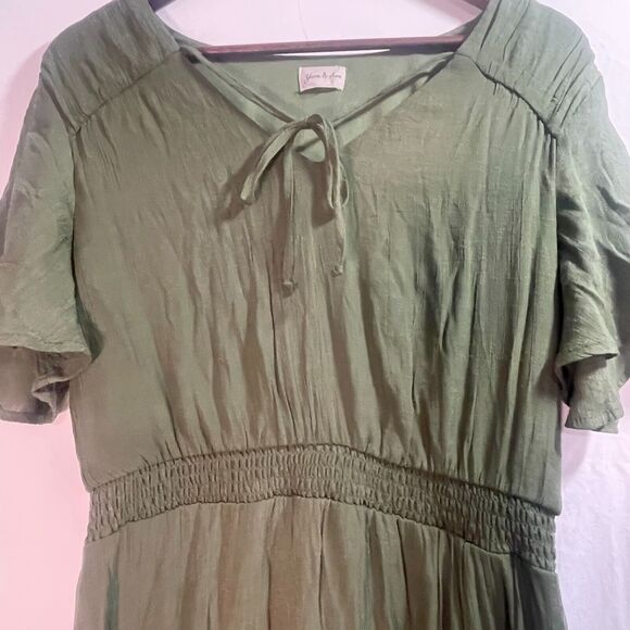 Moss Green Boho Maxi Dress for Summer and Vacation Large - Picture 3 of 13